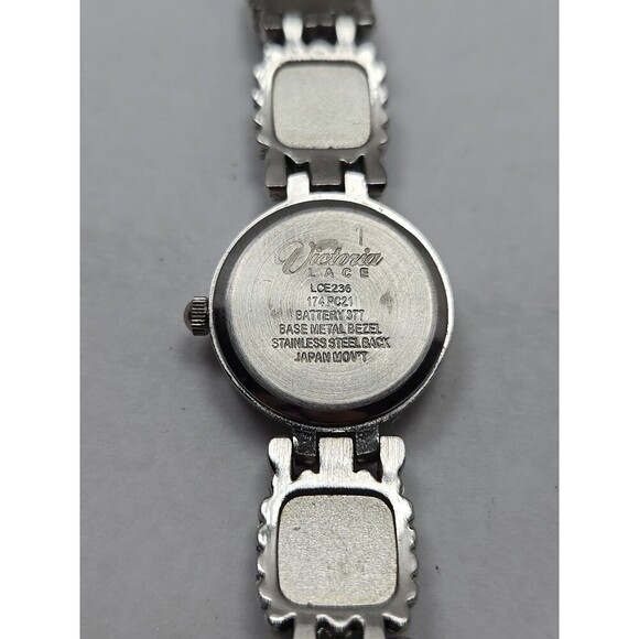 Victoria Lace Quartz Blue Cabochon Watch Japan Silver Tone Womens New Battery - Picture 10 of 10